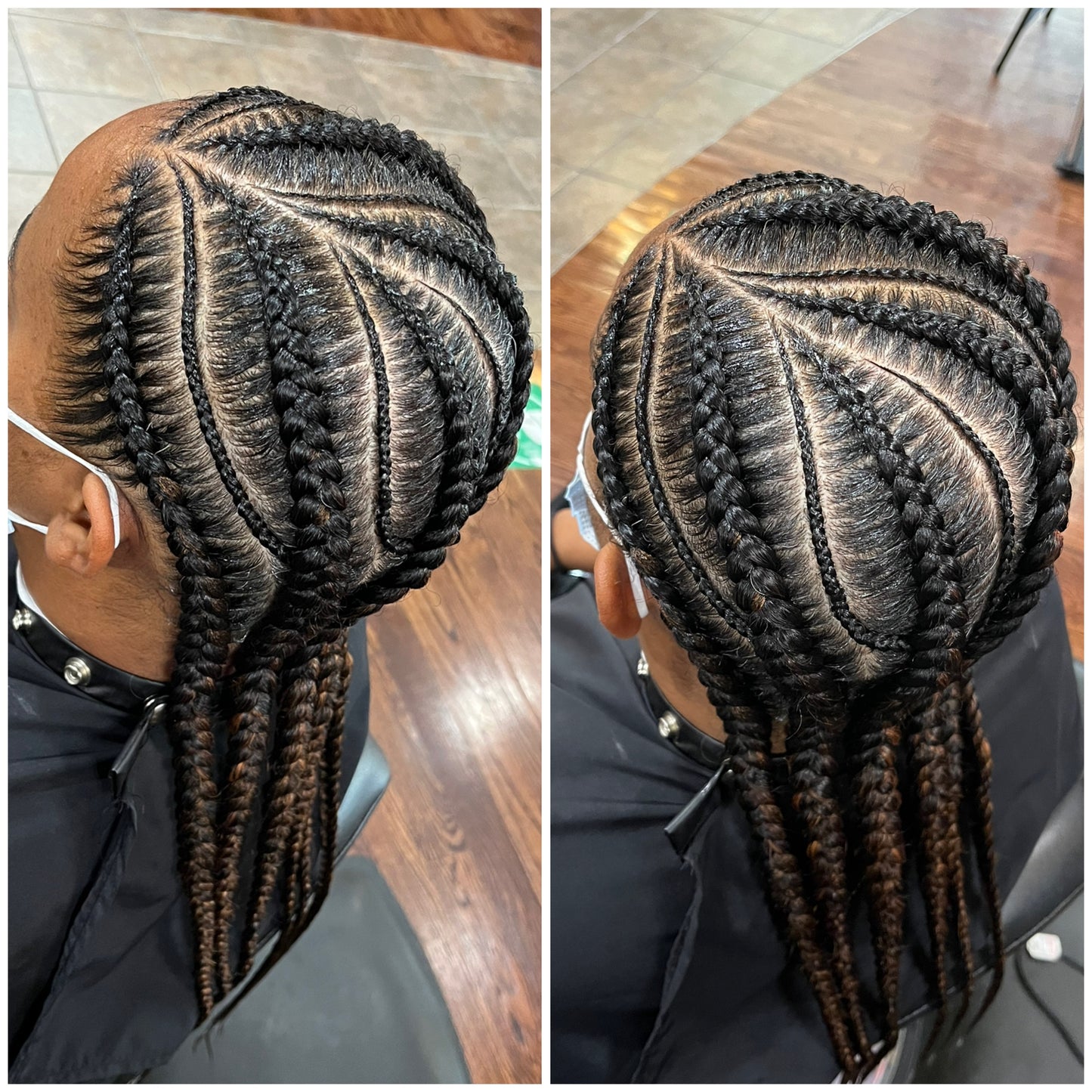 6-7 Feed-In Braids w/single small braids between