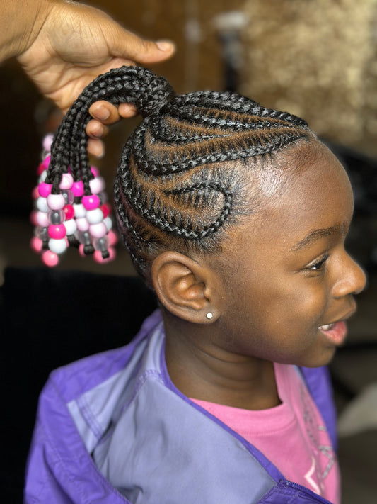 One Ponytail Smedium French Braids (Hair added feed in with design)