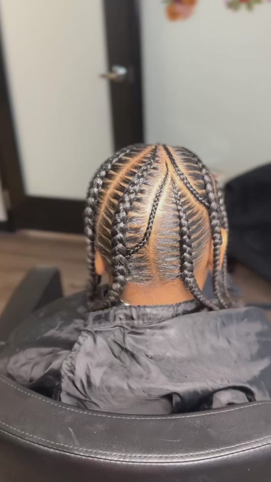 6-8 Braids w/ single small braids between